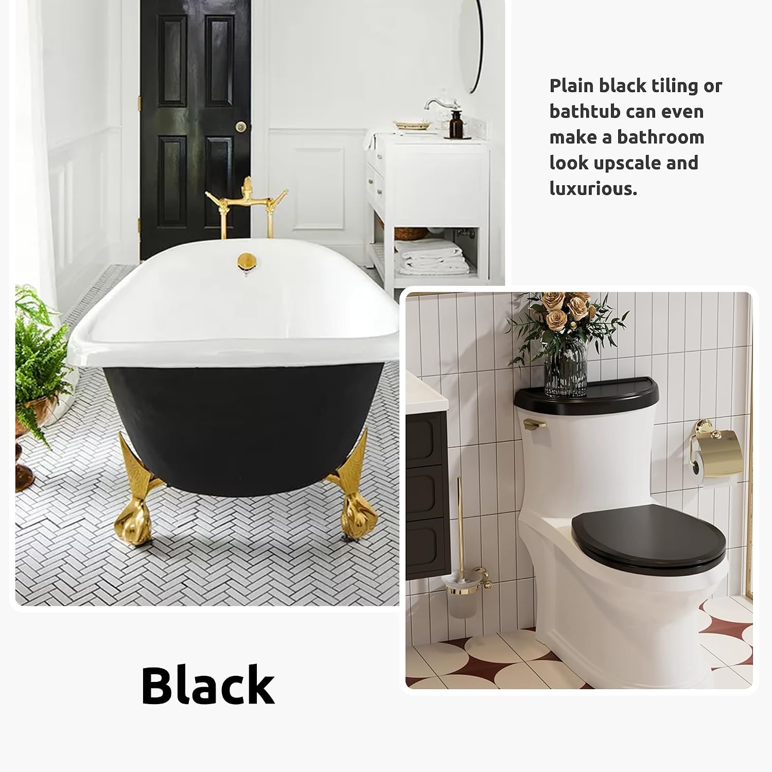 Tub and Tile Refinishing Kit 35oz, Low Odor Countertop Paint, Shower Sink Paint for Bathroom Kitchen, 50-55sq.ft Semi-Gloss Black