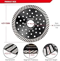 Vista 3 de DT-DIATOOL Hoja de diamante de 4-1/2 pulgadas para bloque de mármol de granito, disco de corte de diamante con cabezales de corte turbo y múltiples
