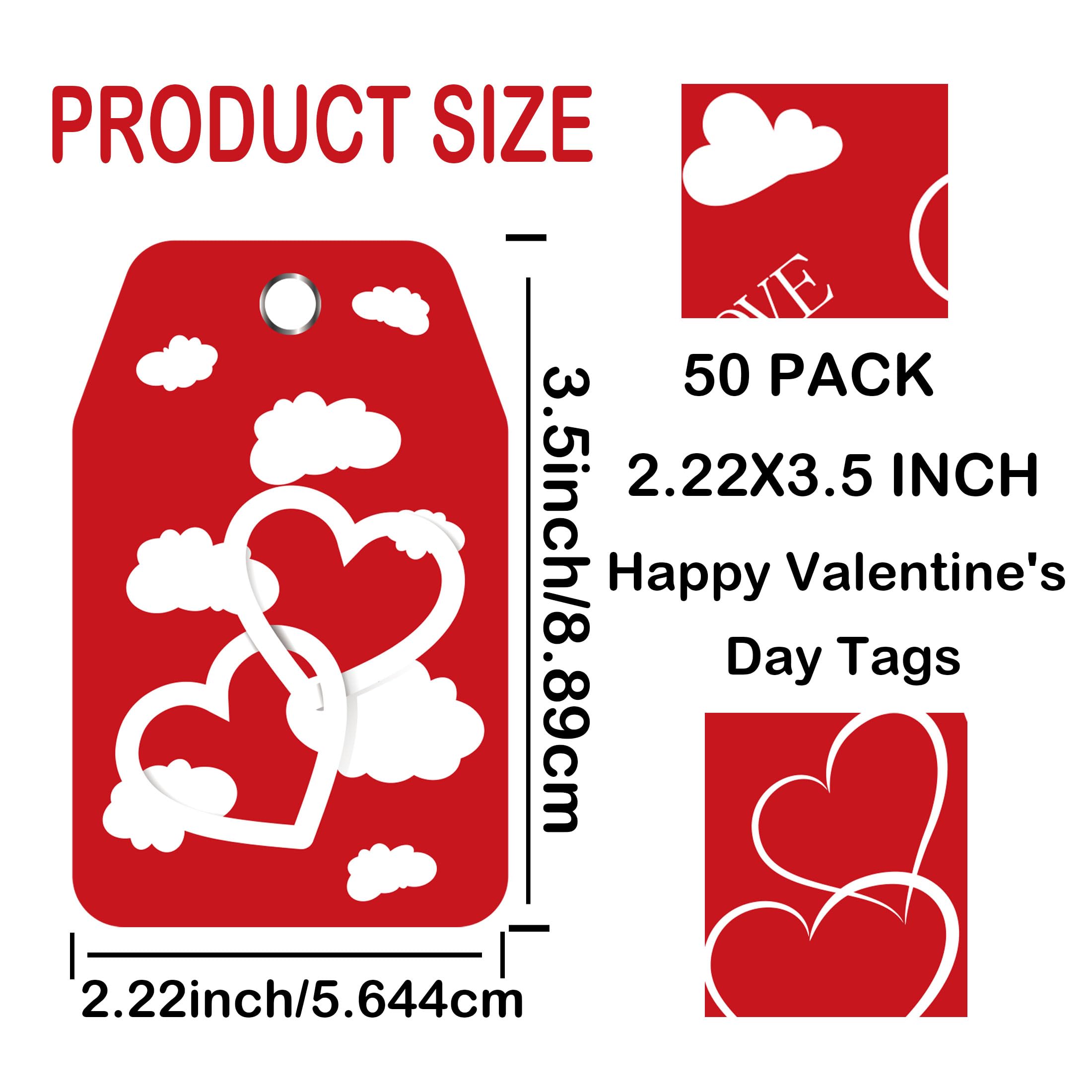 Happy Valentine's Day Gift Tags with String Sweet Themed Thank You Gift Tags 2 x 3.5 Inch - Image 2