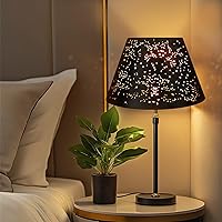 Vista 4 de Pantalla de lámpara mediana, ALUCSET Barrel pantalla de metal con proceso de grabado para lámparas de mesa y de pie, 7x13x7.8 pulgadas, Spider