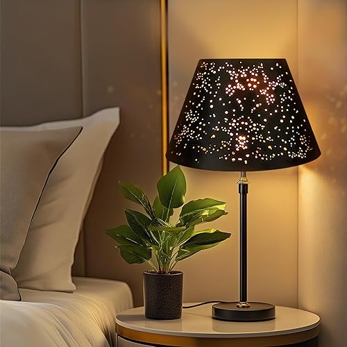 Miniatura 4 de Pantalla de lámpara mediana ALUCSET Barrel con proceso de grabado de metal, pantalla para lámpara de mesa y luz de pie, 7 x 13 x 7.8 pulgadas, araña