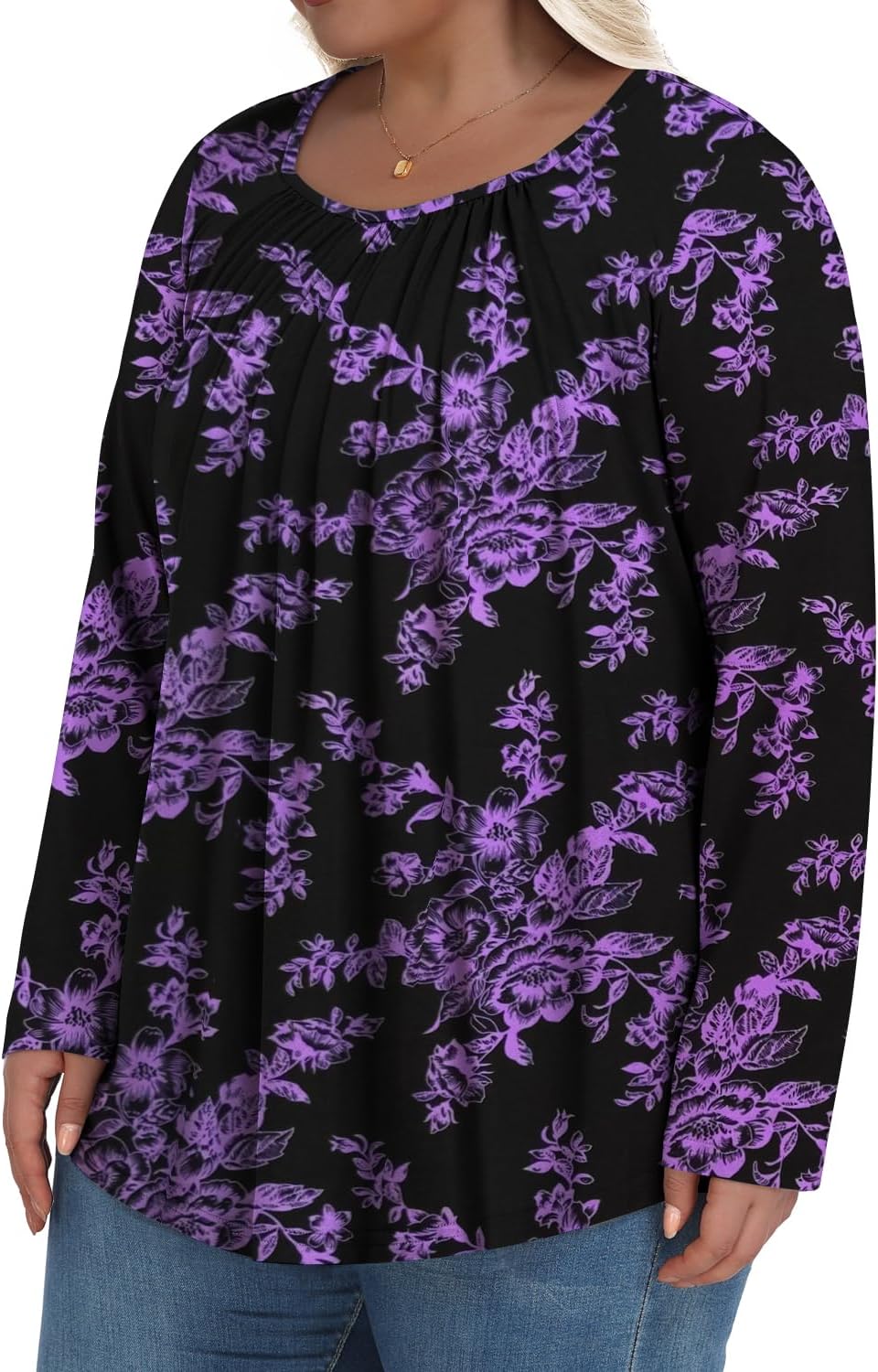 Loose Pleated Tunic Tops