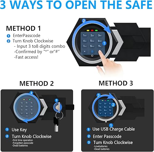 Miniatura 6 de Caja fuerte extra grande de 3.0 pies cúbicos para el hogar, impermeable, antirrobo con teclado digital y estante extraíble, caja a prueba de fuego
