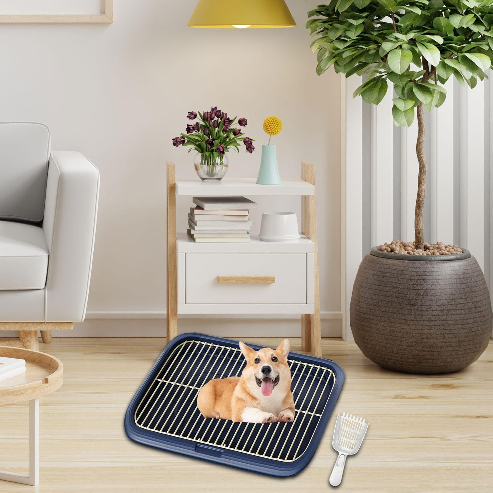 Bandeja para IR al baño para Perros con, Azul Oscuro, SG | que proporciona estabilidad para el entrenamiento de cachorros en interiores y exteriores. Bandeja de entrenamiento para ir