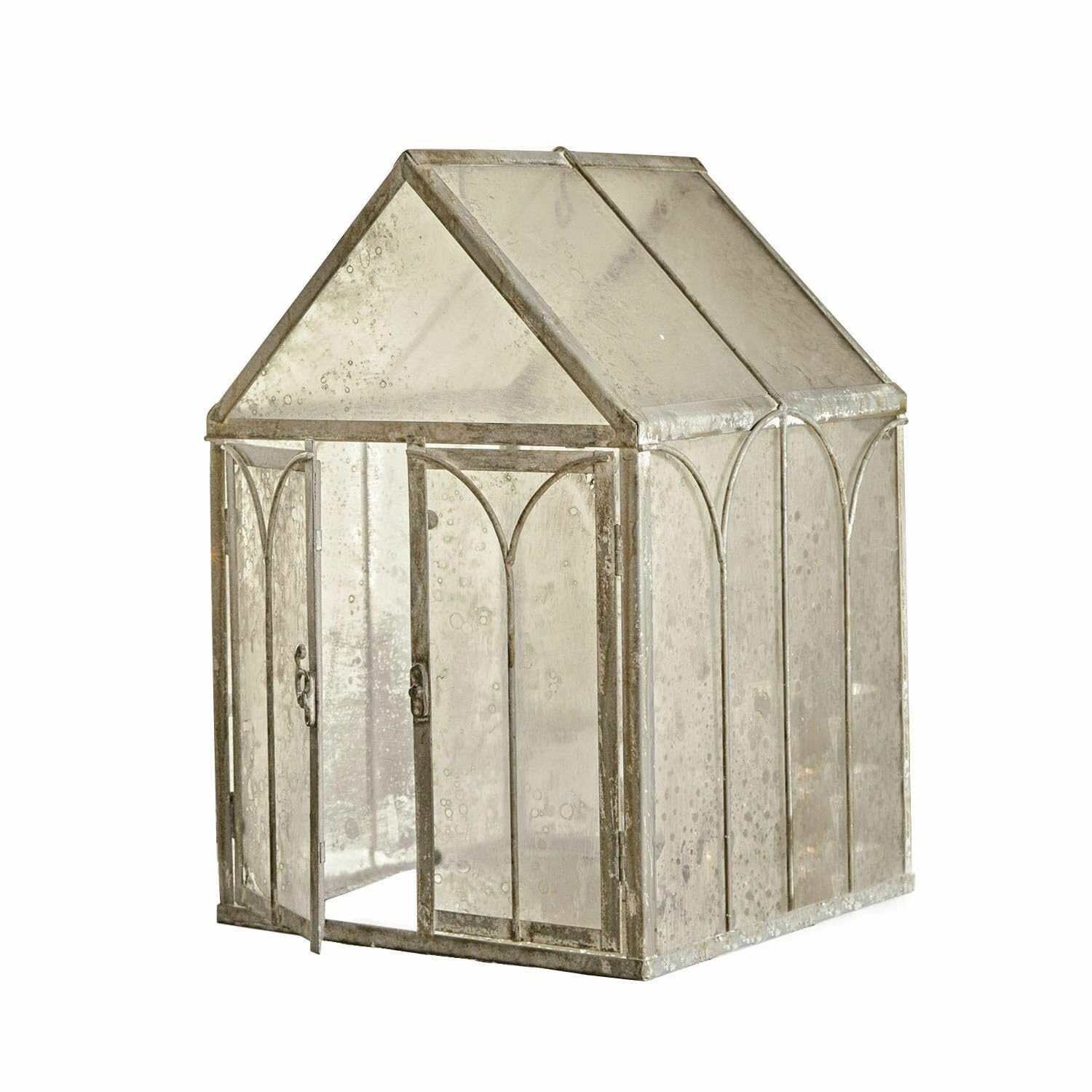 Loberon Bellunas Maison décorative - Métal à l’Effet Vieilli - Vitres en Verre Acrylique Robuste, Gris Vieilli