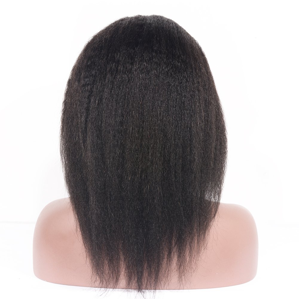 Hair 100% Human Hair Full Lace Wig Brazilian Virgin Hair Kinky Straight Full Lace Wig 14 Inch Pre Plucked Hairline Natural Color 130% Density