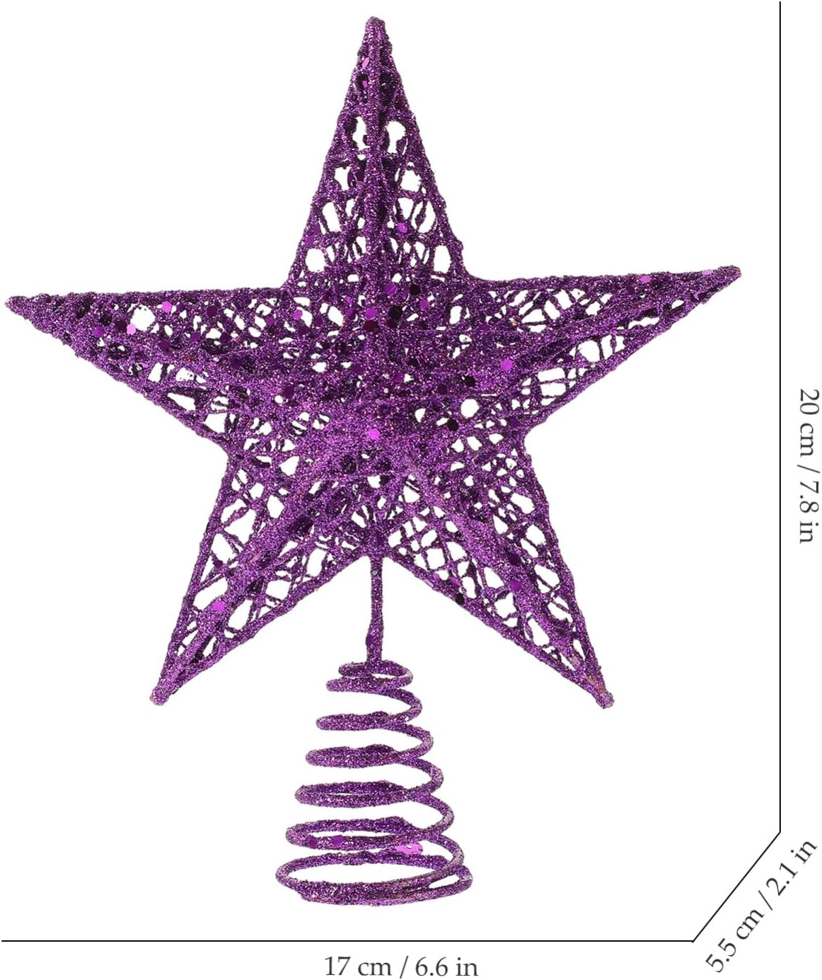 Luxshiny Star Tree Toppers Metal Glittered Christmas Tree Topper Star Hollow Christmas Xmas Glitter top for Ornament Home Decor Purple