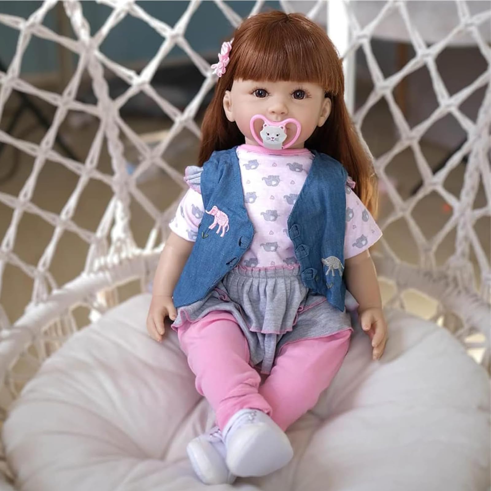 ZIYIUI Reborn Puppen Kleinkind 24 Zoll 60cm Weiches Vinyl Silikon Lebensecht Baby Puppe Handgemacht Babys Mädchen echt aussieht Kleinkindpuppen