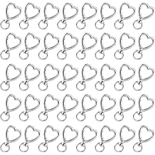 Silver Heart Metal Carabiner Clips Swivel Spring Hook Clasps Heart Keychain Hooks for DIY Crafts Key Card Holder