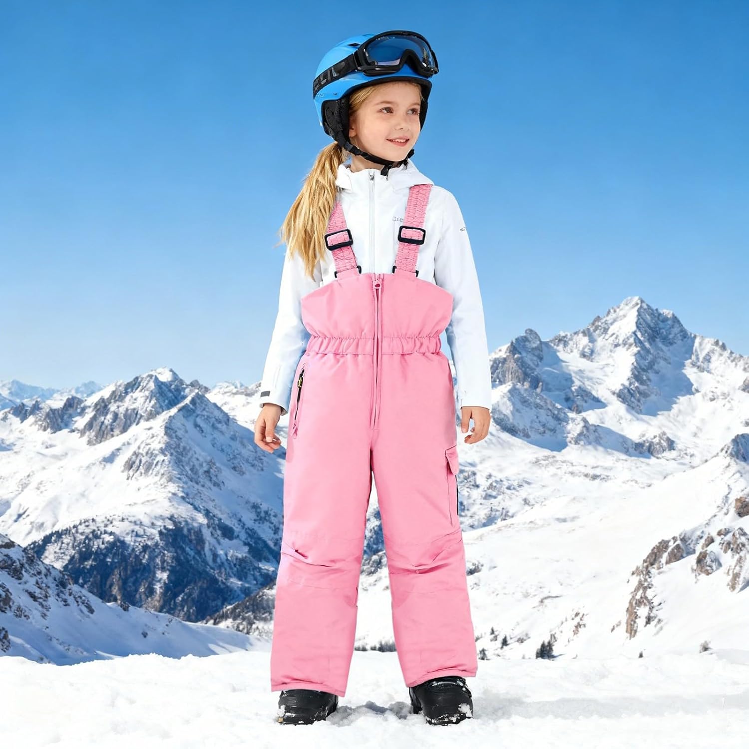 Kids Snow Bibs Boys Girls Insulated Waterproof Thick Padded Outdoor Ski Pants Breathable Adjustable Snowboard Overalls