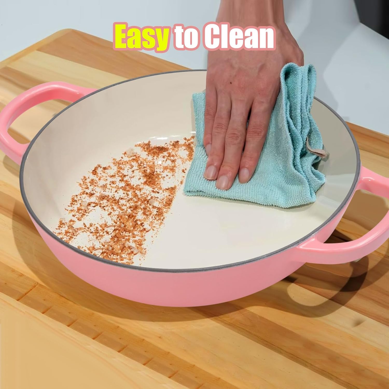 6QT Enameled Cast Iron Dutch Oven for Bread Baking – Sourdough Starter Kit with Cotton Basket, Bread Sling, Lame, Brush & Handle Cover – Multi-Purpose Pot for Baking, Frying, Braising – Pink