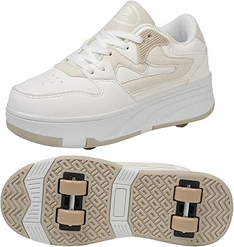 Kids Roller Skates Shoes Sneakers for Boys & Girls, Fashions Skateboarding Shoe Parkour Shoes with 4-Wheels Unisex Retractable Skating Shoes for Outdoor Sports Walking