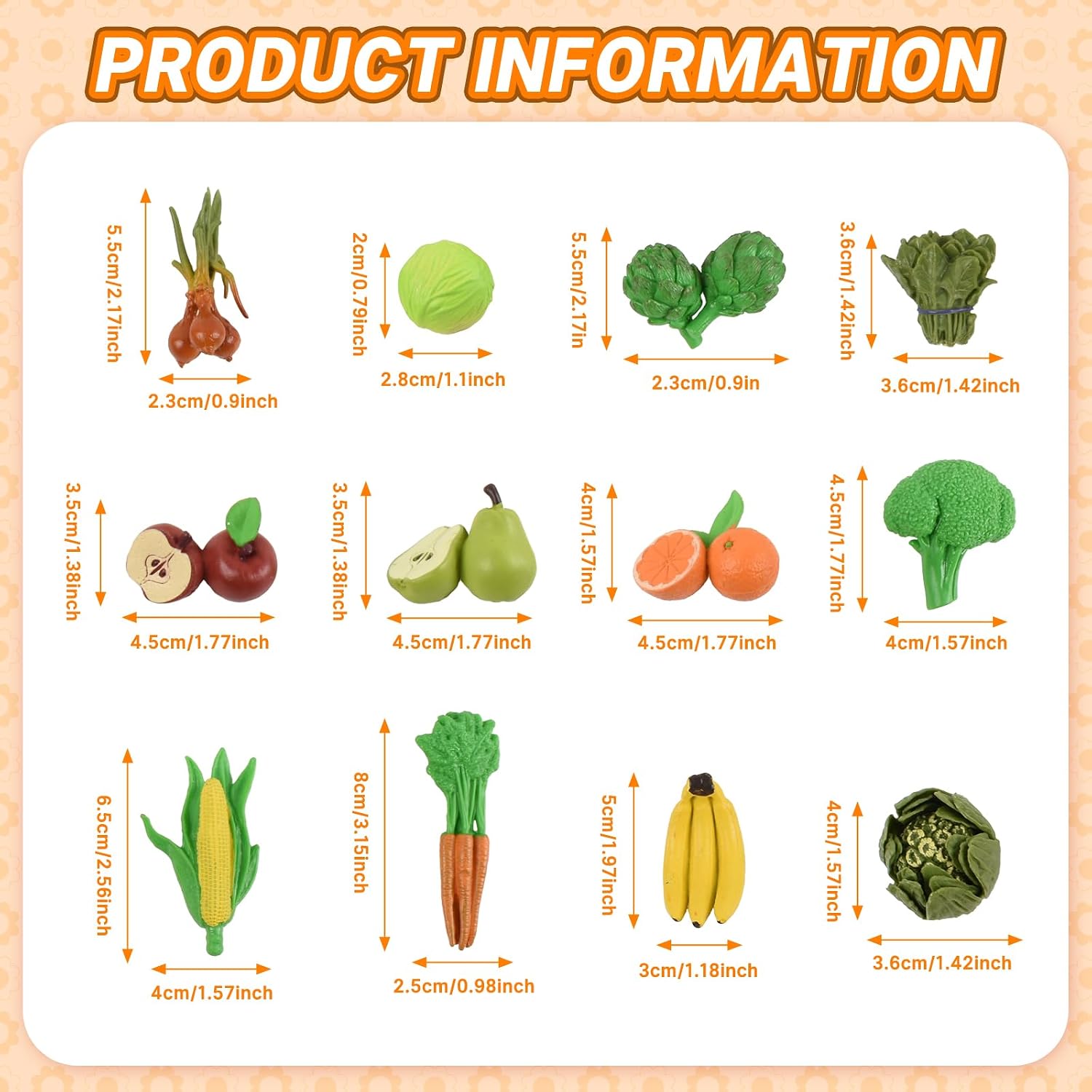 12pcs Mini Artificial Fruit and Vegetable Set Miniature Fruit and Vegetable Figurines Tiny Mini Food for Home House Grocery Photography Party Decoration
