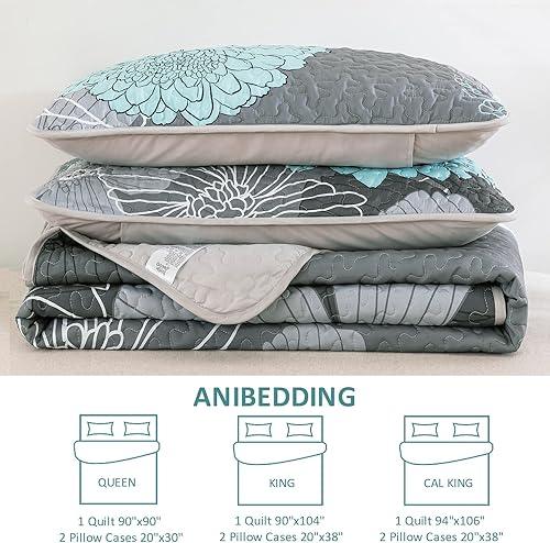 Miniatura 8 de Juego de edredón con estampado floral verde, tamaño King, colcha de 3 piezas, elegante colcha bohemia con 2 fundas de almohada, juego de edredón