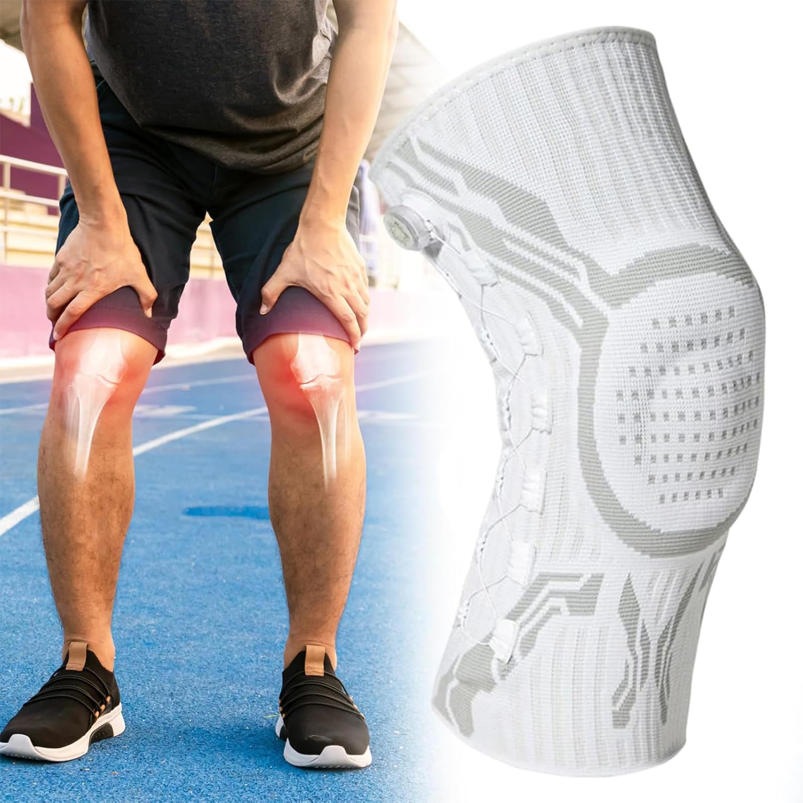 Rodillera con Ajuste De Perilla para Alivio del Dolor,CompresióN Ajustable,Manga Entrenamientos,Artritis,Dolor Articular Desgarro Menisco,Ideal Correr,Deportes Uso Diario(XL,Black+Left)