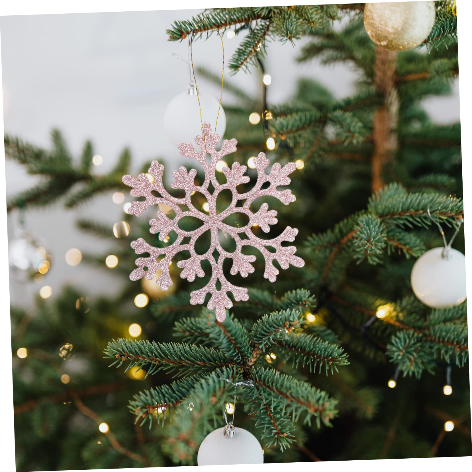 108stücke Teiliges Glitzernde Schneeflocken Weihnachtsbaum-Dekorationen Wiederverwendbare Hängende Ornamente Für Festliche Anlässe Roségold