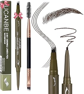 UCANBE Eyebrow Pencils for Women with Spoolie Brush, Dual-Ended Eyebrow Pen with 4-Fork-Tip & Gel Eyeliner, Microblading Brow Pen with Eyeliner Pencil + Brow Brush for Hair Like Brows, Classic Brown