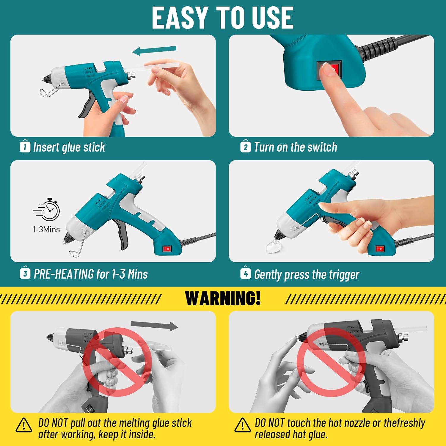 Mini Hot Glue Gun Kit with 30 Glue Sticks, Fast Preheating Hot Melt Gun, 20W High Temp for DIY, Home Repairs, Kids' School Projects