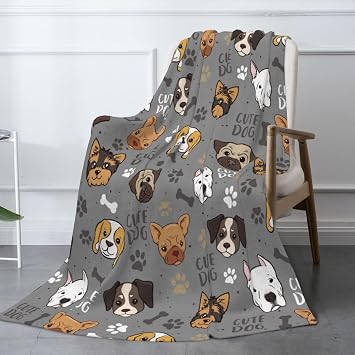 Cute Dogs Blanket Throw Blanket for Bed Soft Cozy Fluffy Couch Blankets Fleece Blanket Throw Gifts for Women Men Girls Boys 60"x50"