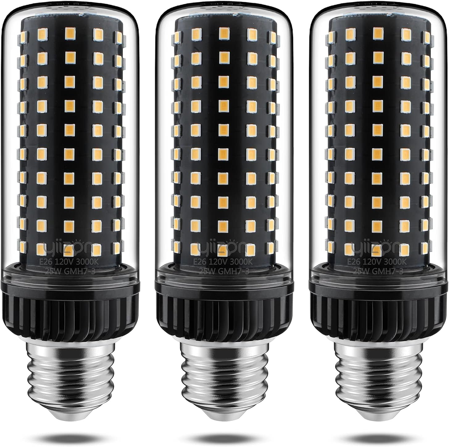 YIIZON LED Corn Bulbs E26 25W 200 Watt Equivalent Light Bulbs 3000 K Warm White 2500LM E26 Edison Screw Light Bulbs Non-dimmable Candelabra LED Light Bulbs 3 Pack