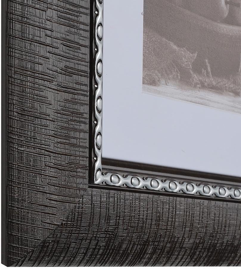 3-1/4" Polystyrene 3D Textured Picture Frame by WholesaleArtsFrames-com 9x12, 1538 Series Black & Silver - Made in USA