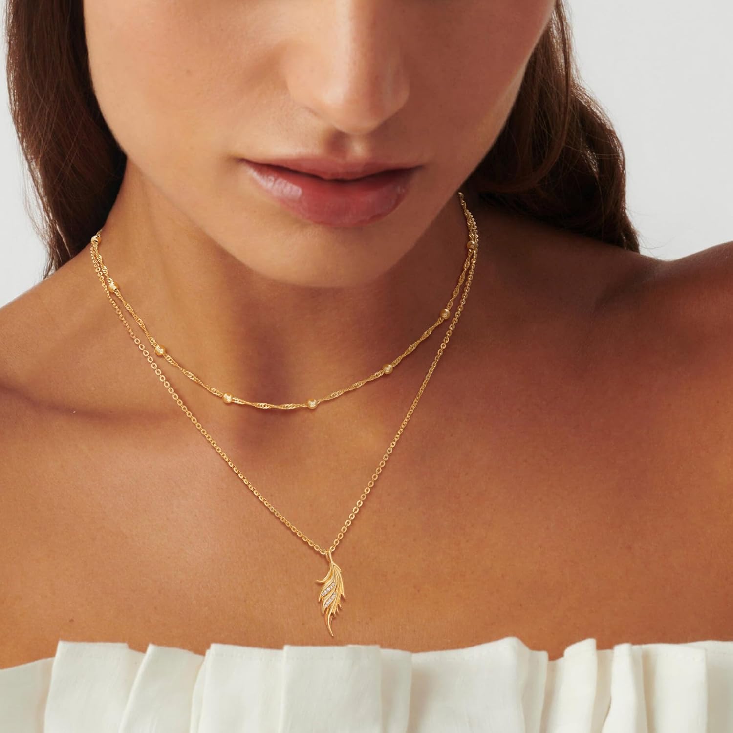 Gold Pendant Necklace for Women 14K Gold Plated Cubic Zirconia Cute Dainty Necklace Trendy Handmade Everyday Gold Jewelry Gifts - Image 3