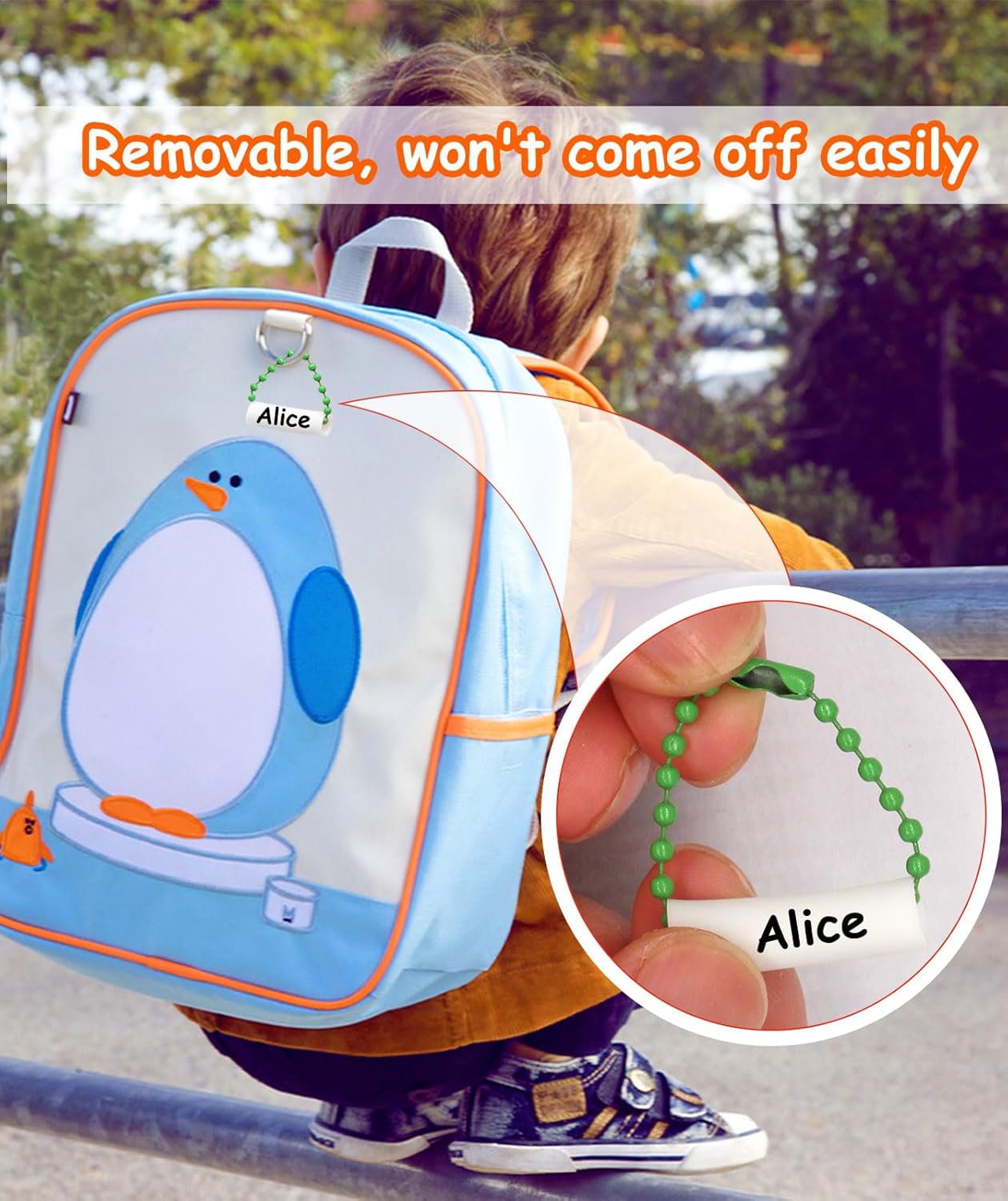 40PCS Child ID Tags,Waterproof Shoe Tags,Kids Backpack Labels,Luggage Tags,Wine Glass Markers for Drinks,Daycare Essentials,with Removable Colorful Bead Chain - Image 5