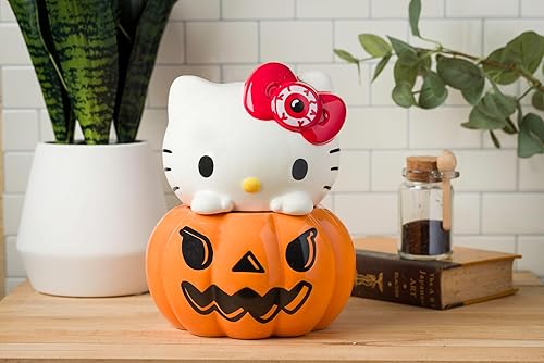 Miniatura 78 de Silver Buffalo Tarro de cerámica para aperitivos o galletas de color rosa de Hello Kitty, de Sanrio, tamaño mediano Hello Kitty Waving (cerámica)