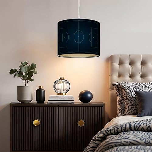 Miniatura 8 de Drum Lamp Shades Futuristic Soccer Field Blueprint Neon Grid Design Lampshade for Floor Lamps Table Lamp Pendant Light Linen 13"x13"x10" Replacement