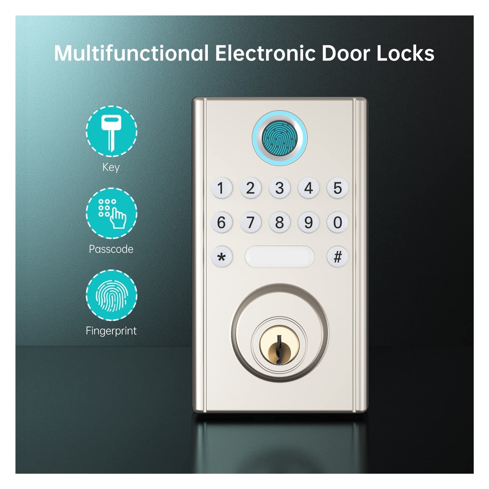 Smart Keyless Entry Door lock Pull Handle Set Knob Digital Fingerprint Locks For Security Home Office Hotel Furniture(Noir)
