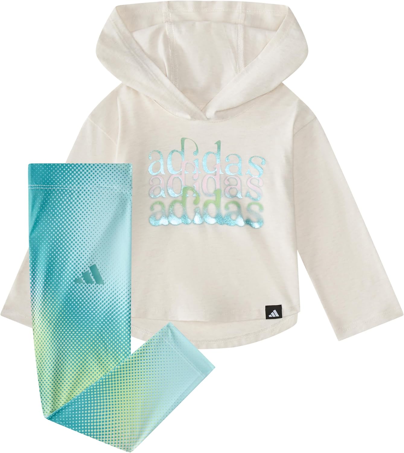 adidas Girls' 2-piece Long Sleeve Hooded Heather Tee & Printed Legging Set