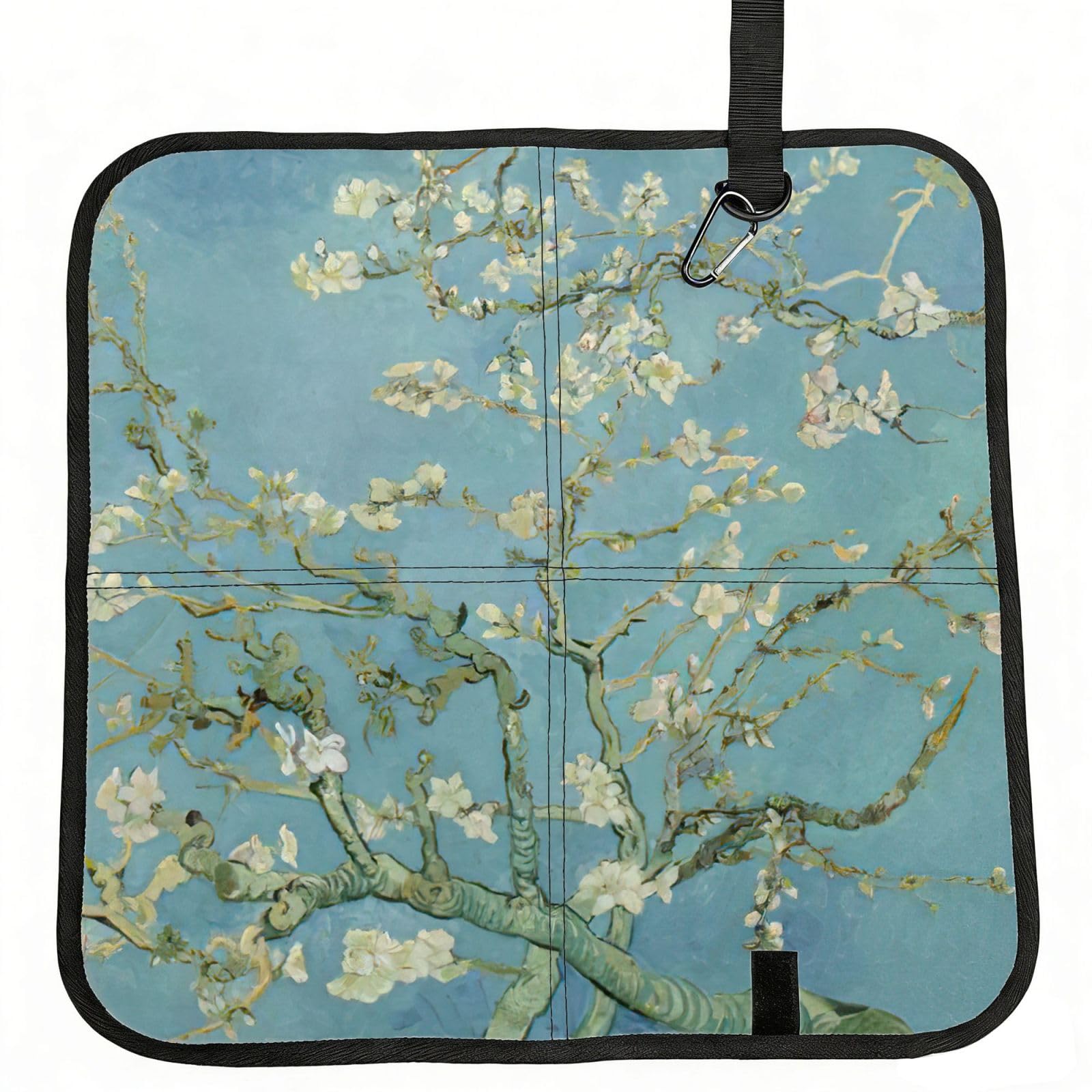 bghdfa Cherry Plum Flowers Print Outdoor Sitting Mat Waterproof Oxford Cloth Seat Cushion Folding Foam Camping Seat For Picnic