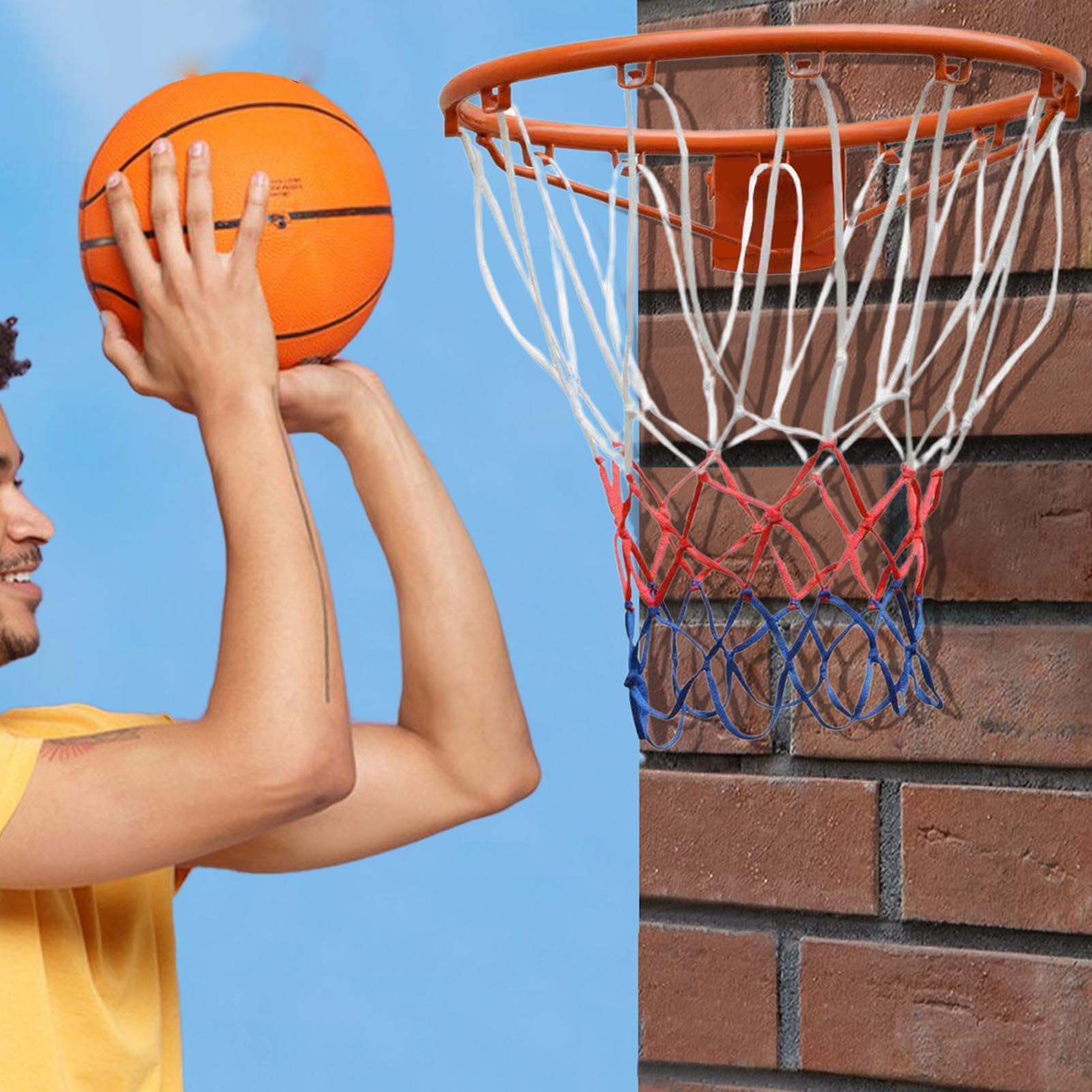 Canasta de baloncesto de metal, Canasta de baloncesto para niños - Círculo de baloncesto de acero al aire libre,Suministros de baloncesto estables y fáciles de usar, canasta de baloncesto engrosada