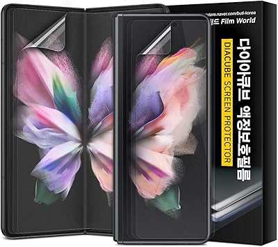 (3Sets) DIACUBE Edge to Edge Full Cover Screen Protector Compatible Samsung Z Fold 3 5G, High Definition Anti-Scratch Bubble Free Easy Installation Ultrasonic Fingerprint Compatible Front 3ea+Inside 3ea (Galaxy Z Fold 3 5g Clear)