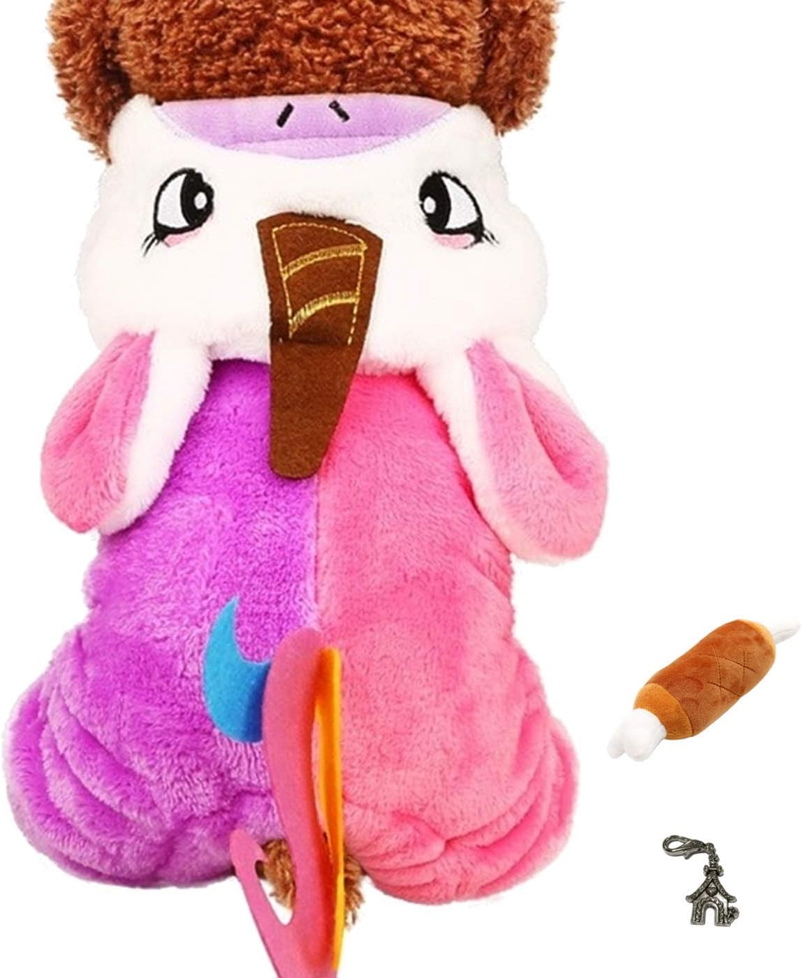 Cute Plush Cartoon Pet Costume Pajama Coat with Chew Toy and Dog House Charm - Choice of Character - Dog Sizes XS Thru XL (Pink Unicorn, S - Chest 12"-14", Back 9")