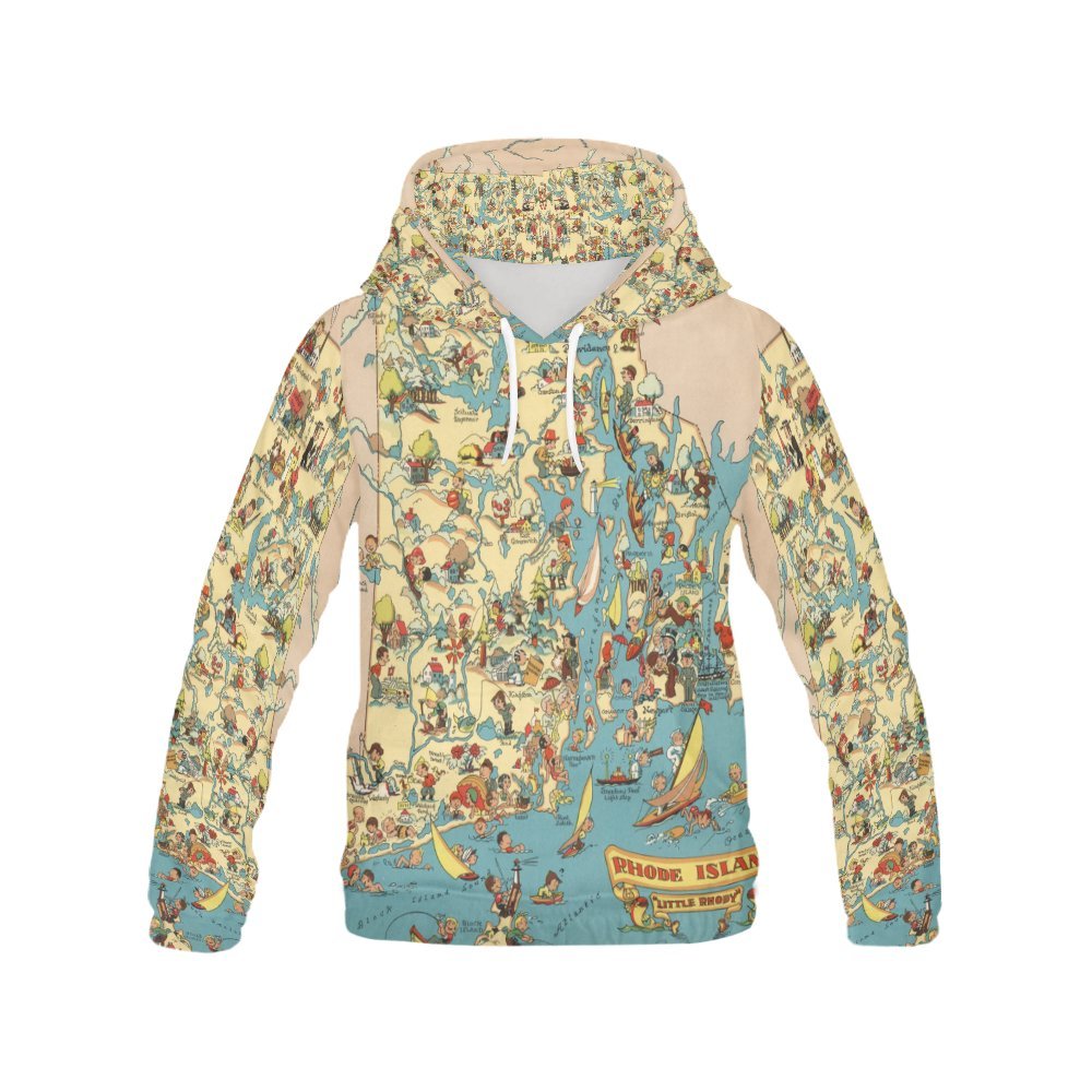 LumosSportsVintage 1935 Rhode Island State Map Men's 3D Printed Pullover Hooded Sweatshirt