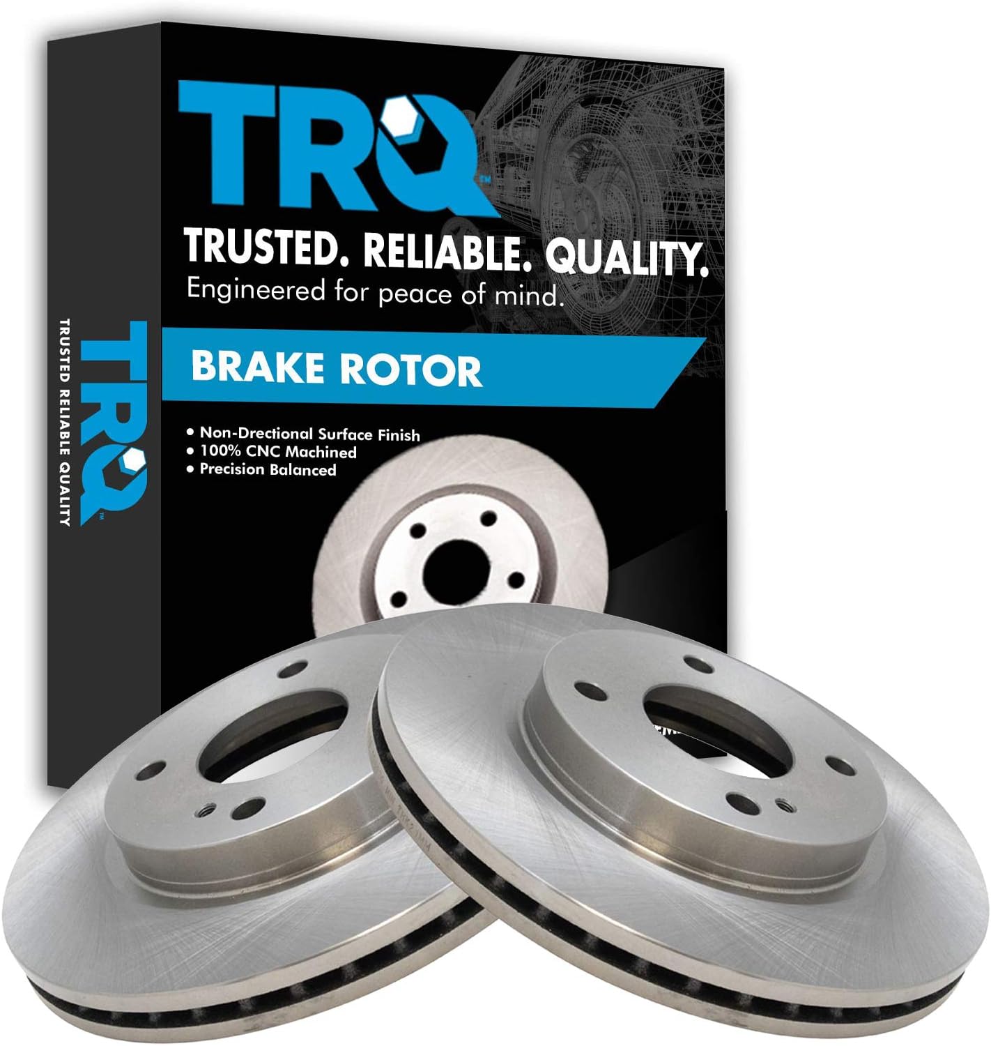 TRQ Front Brake Rotors Set Vented Compatible with 2011-2019 Ford Fiesta