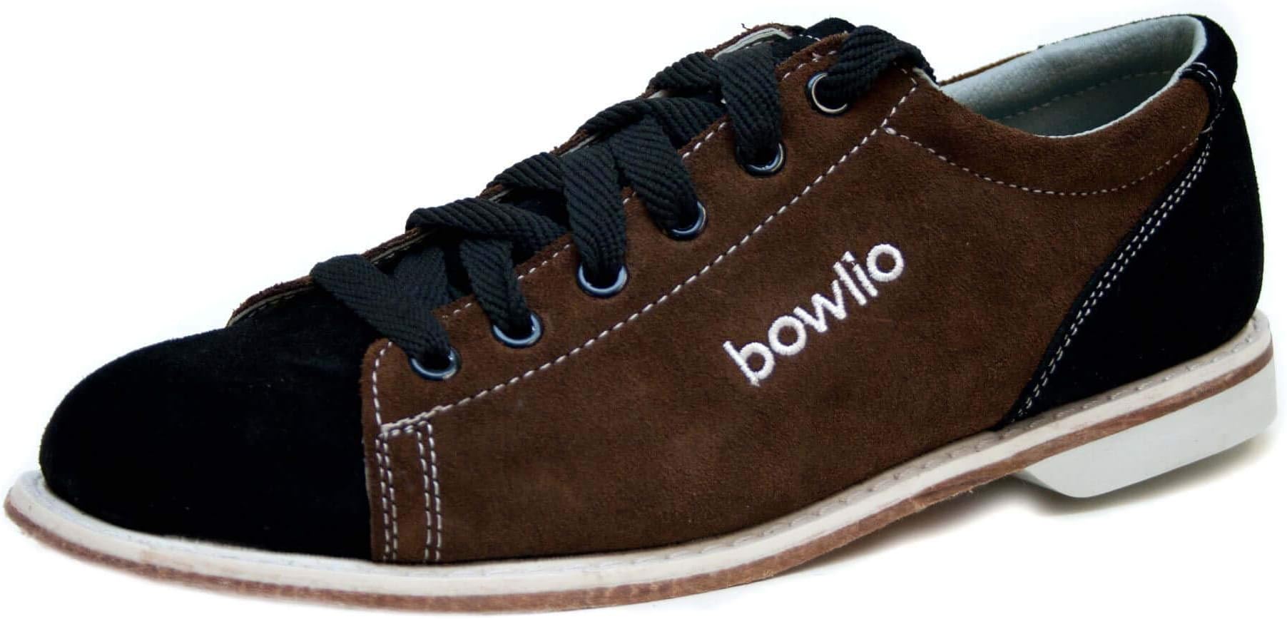Bowlio Supreme - Suede Leather Tenpin Bowling Shoes in Black and Brown for Men and Women, Shoe Size:US 13 UK 12 EU 47, Color:Black/Brown
