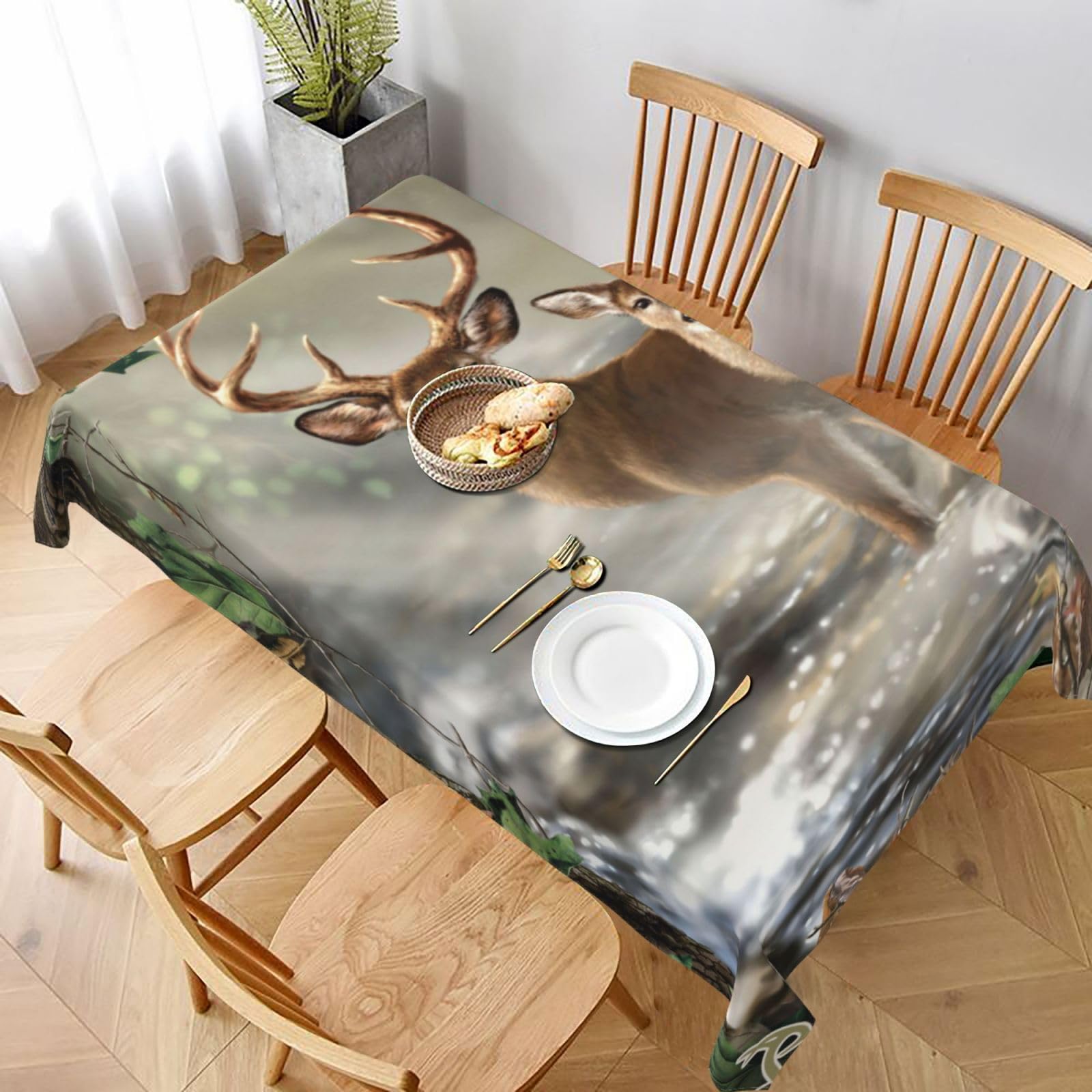 BNVSADC Camouflage Deer Printed Rectangle Tablecloth 228x152 CM, Water Resistant Polyester Table Cloth Decorative Fabric Table Covers for Kitchen Dining Table Parties Camping