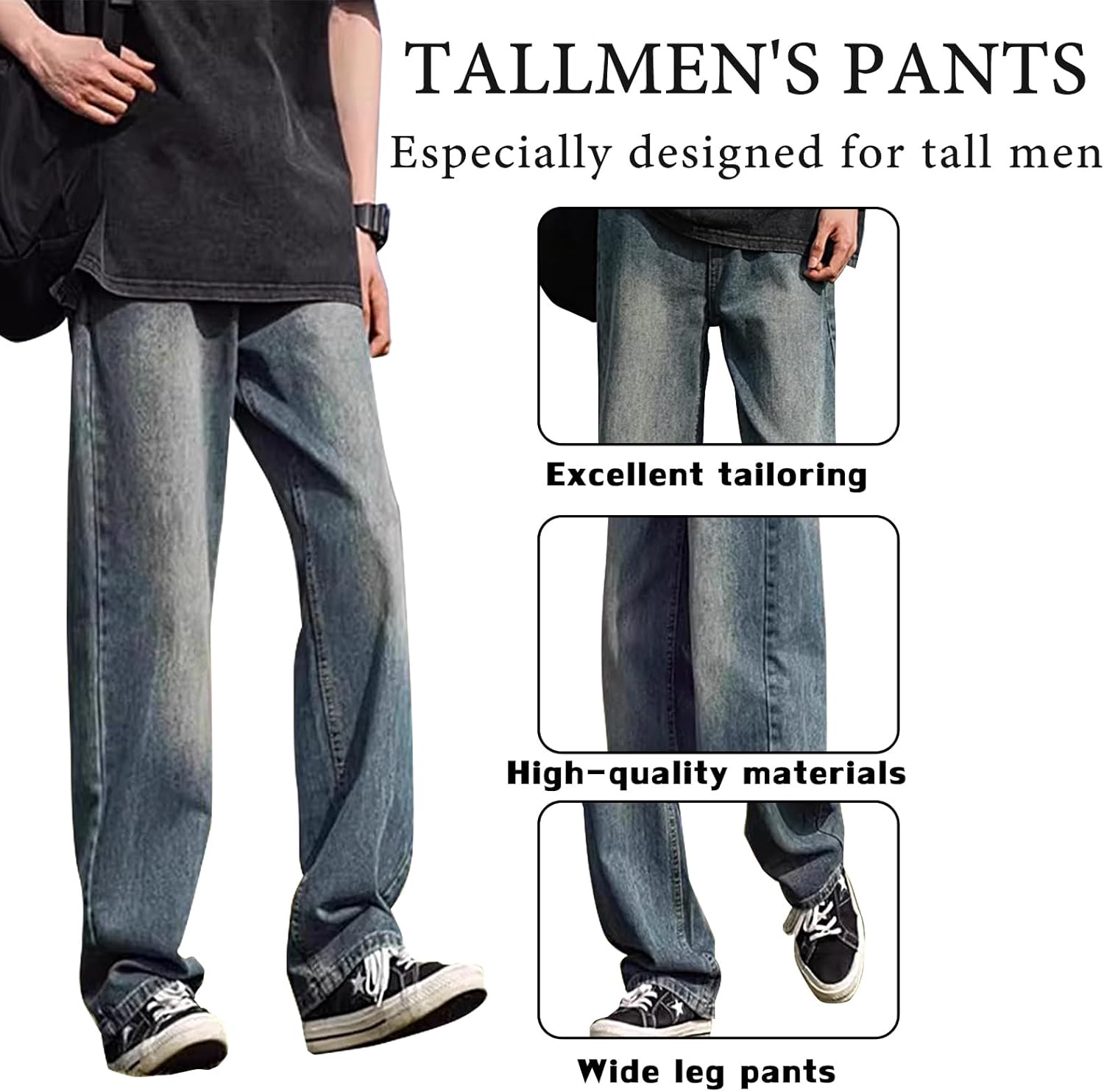 Jeans for Tall Men, Big and Tall Size, 36 Long Inseam, Lengthen and Large Size, Casual Fit Loose Jeans - Image 6