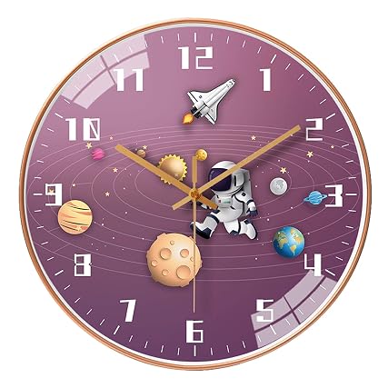 QINFIEY 12 Inch Silent Movement Kids Wall Clock, Non Ticking Children Round Wall Clock Battery item photo QINFIEY 12 Inch Silent Movement Kids Wall Clock, Non Ticking Children Round Wall Clock Battery item