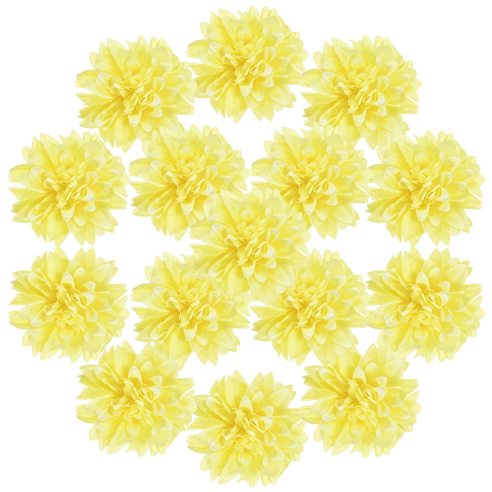 M METERXITY 15-Pack Artificial Flowers Bulk, 3.54Inch/90mm Fake Chrysanthemum Floral Silk Flowers for DIY Home Decorations/Wedding Bouquets/Garden Office Table Centerpieces[Yellow]