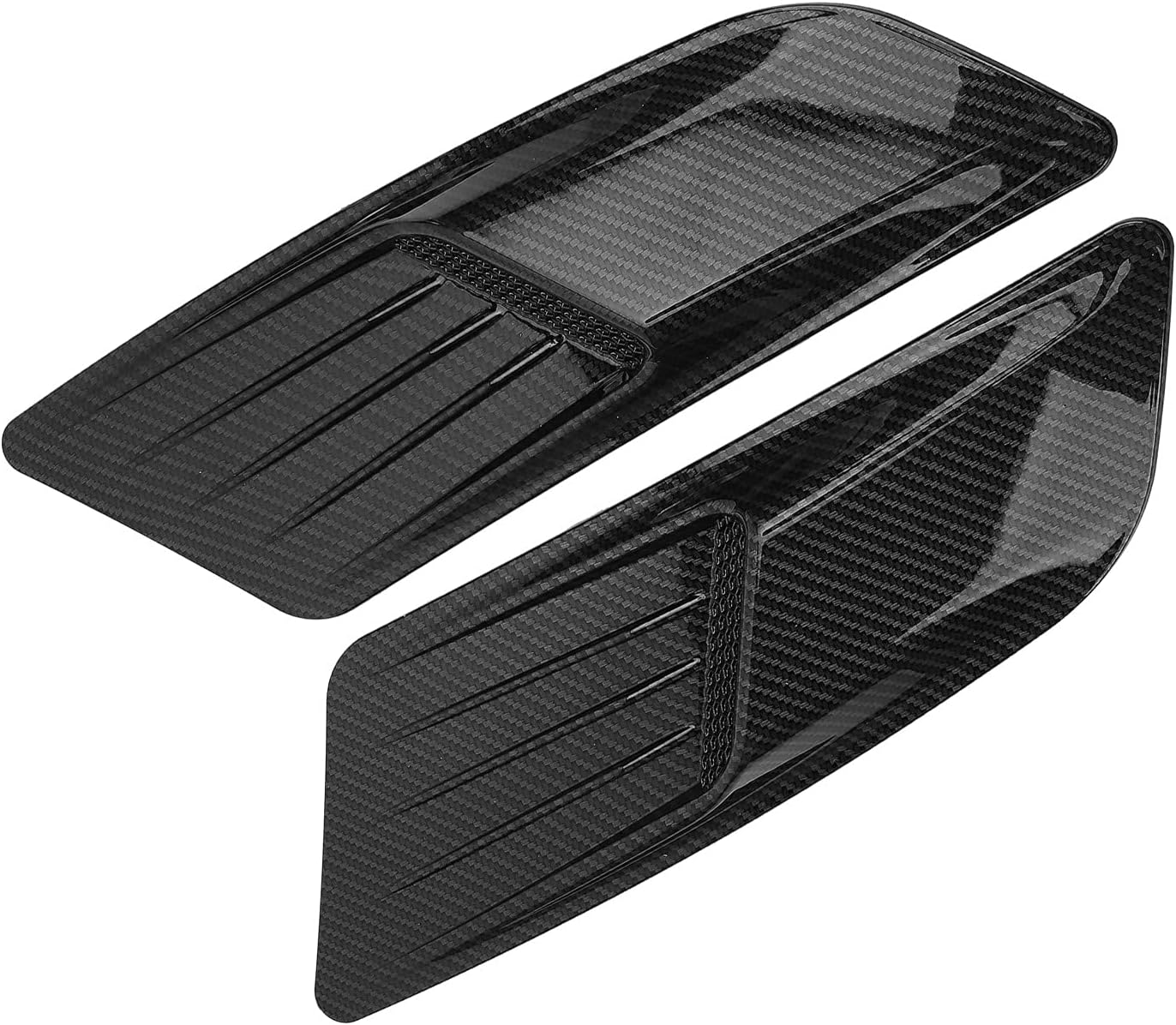 1 Pair Hood Vent Trim, Carbon Fiber Universal Front Hood Air Vent Bonnet Cover Trim Compatible with 2015‑2017