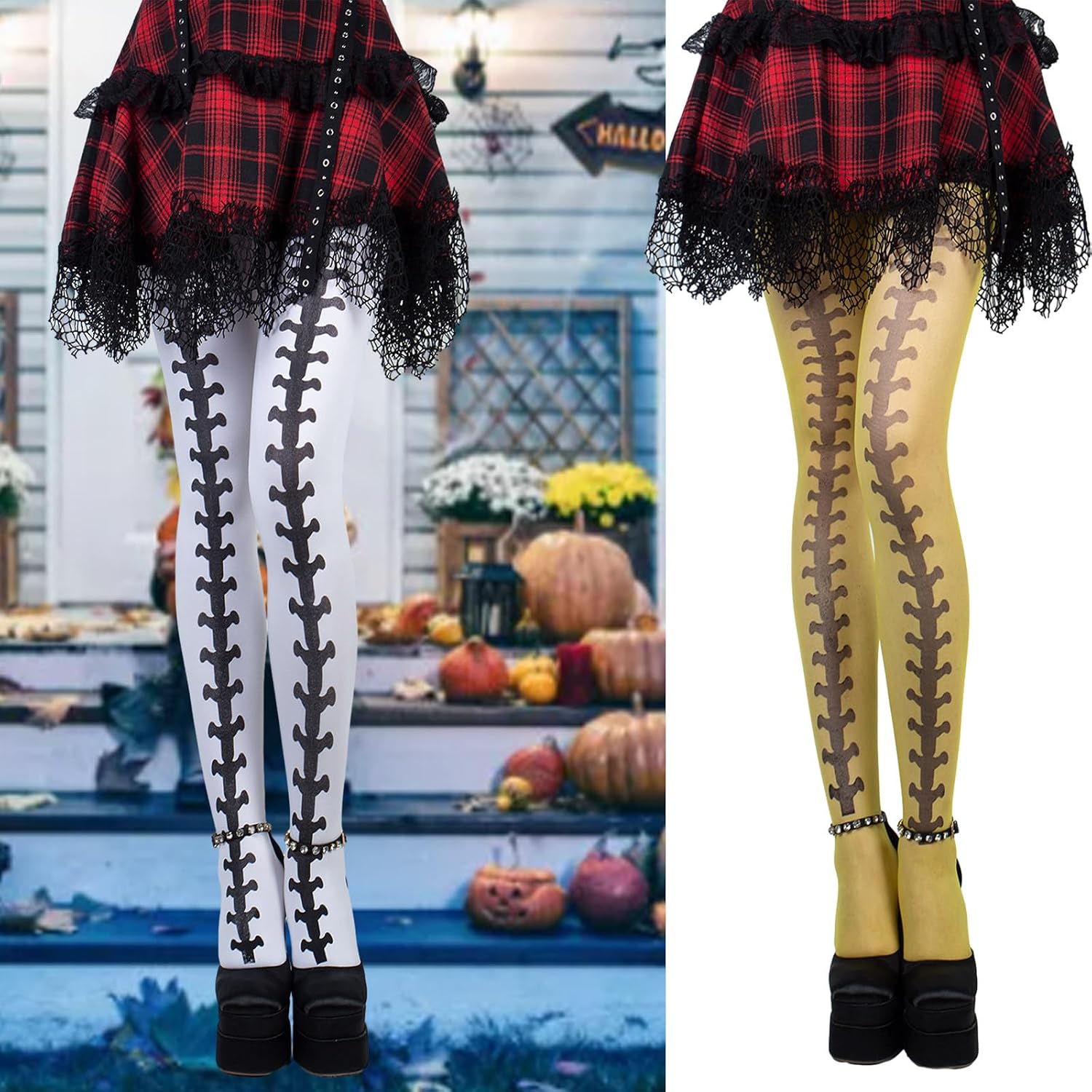 Skeleton Bone Print Pantyhose Halloween Thigh High Stockings For Women Sheer Tights Tights Leggings Halloween Stocking