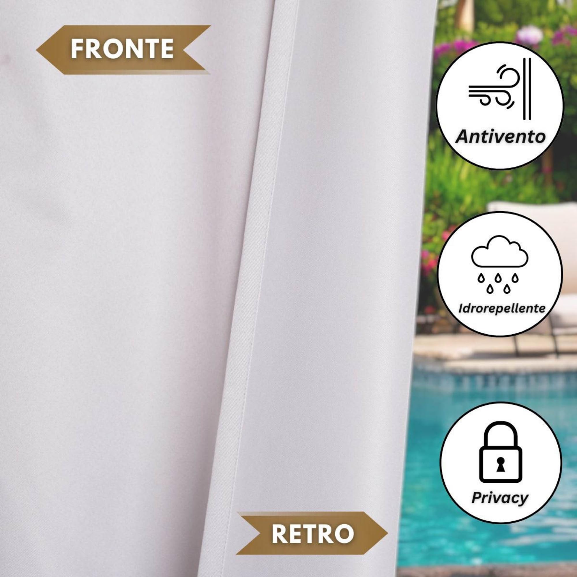 Morbidissimi – Tenda Gazebo Idrorepellente e Resistente, Tenda da Esterno 200x270 cm Per Gazebo, Dotata di Passanti Con Chiusura A Bottone, 100% Made in Italy - Bianco