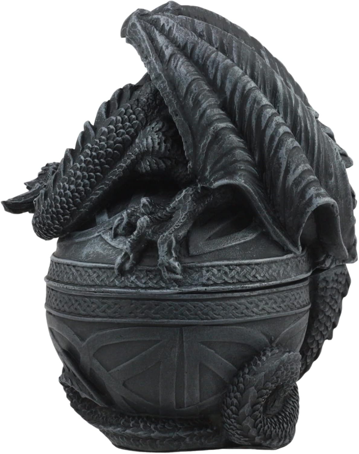 Ebros Bone Collector Celtic Druid Dragon Sitting Atop Gyrosphere Orb Jewelry Box Statue 6.5"Tall Mythical Fantasy Dungeons And Dragons Trinket Decorative Box Figurine