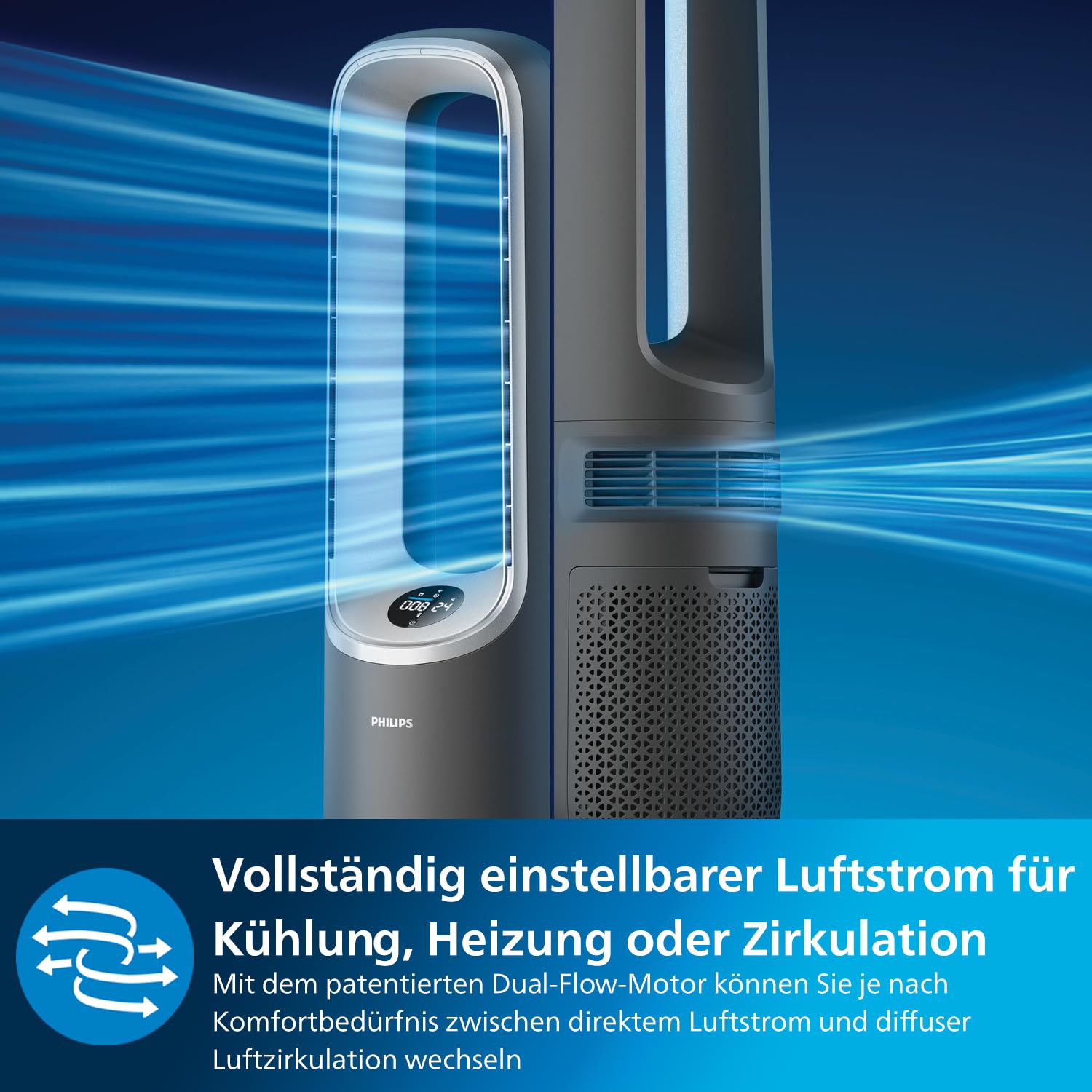 Philips Air Performer 3-in-1 Luftreiniger Heiz- und Kühlgebläse HEPA-Filter 70 m² Alexa App AMF870/15