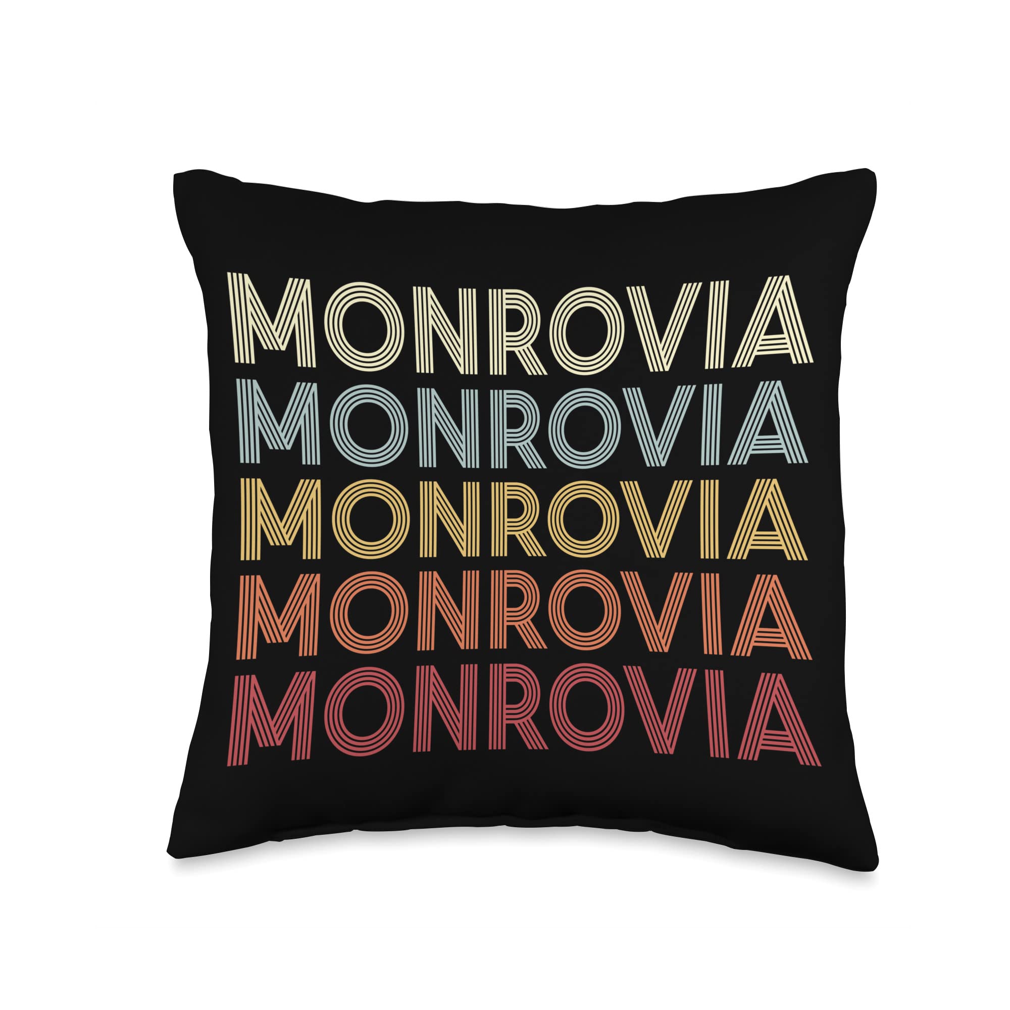Monrovia California Monrovia CA Retro Vintage Text Throw Pillow, 16x16, Multicolor