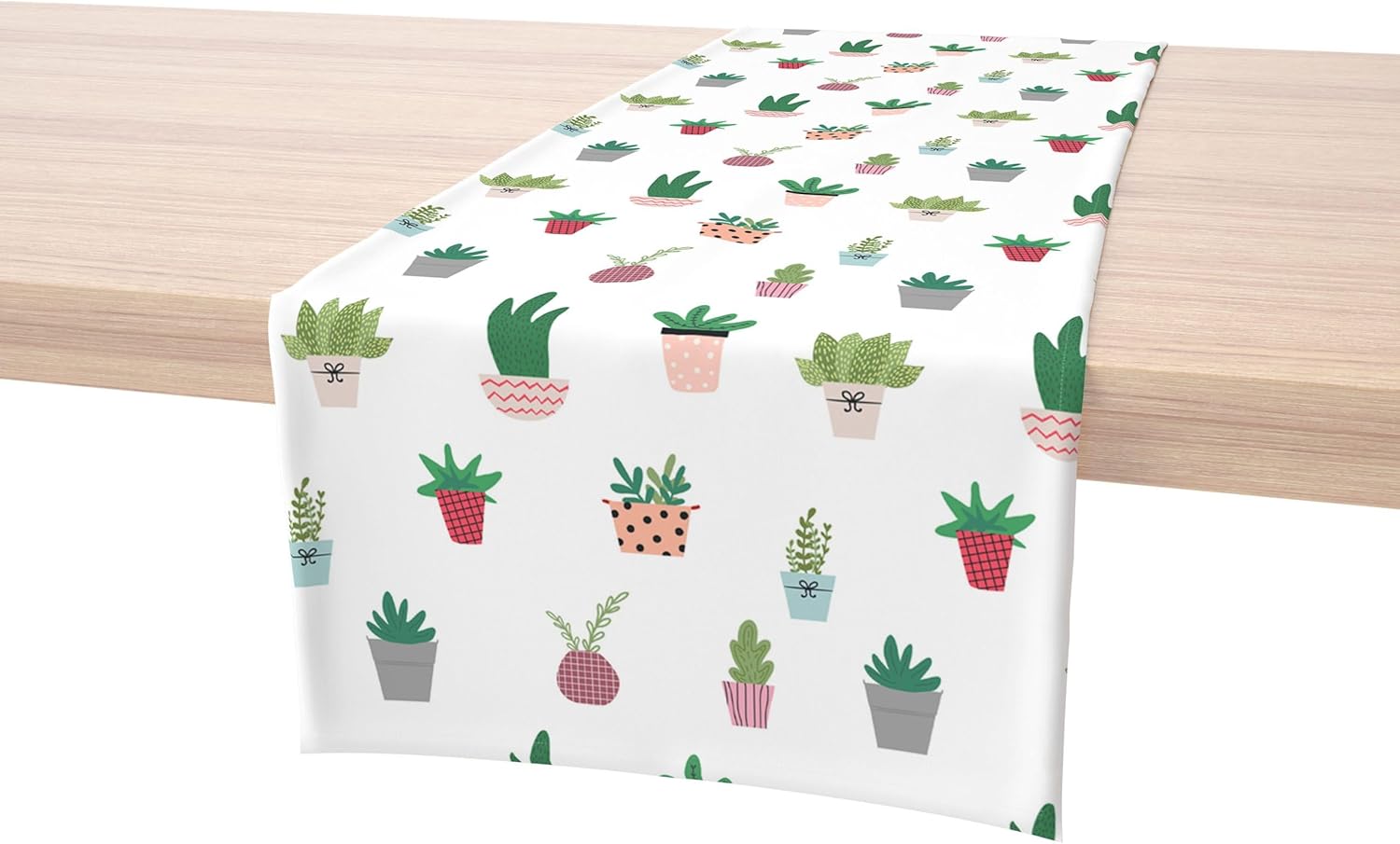Fabric Textile Products, Inc. Table Runner, 100% Cotton, 16x108, Cartoon Succulents