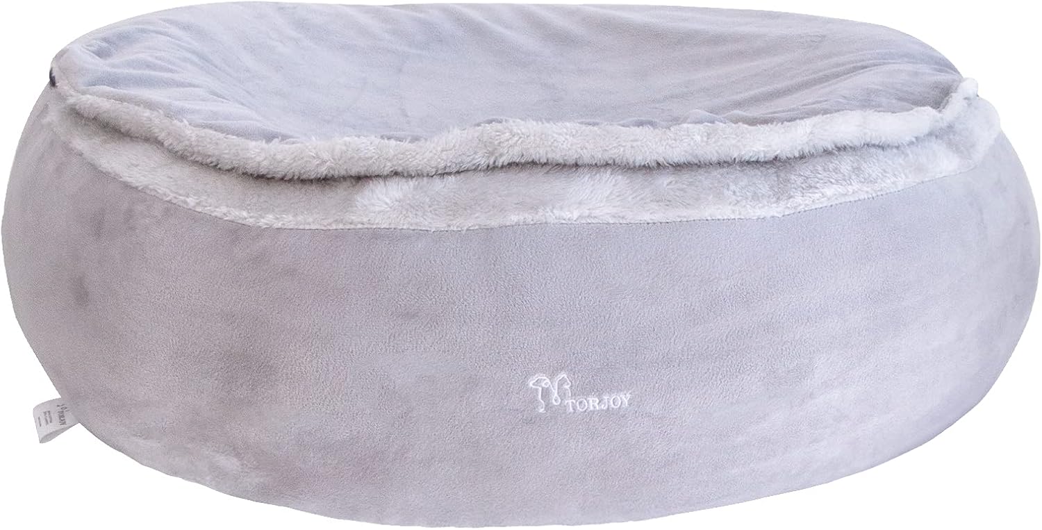 Dog Bed - Cozy Donut Cuddler Pet Beds for Cat,Calming Premium Plush Nest Snuggler Improved Sleep,Washable,Non-Slip Bottom with Flannel…